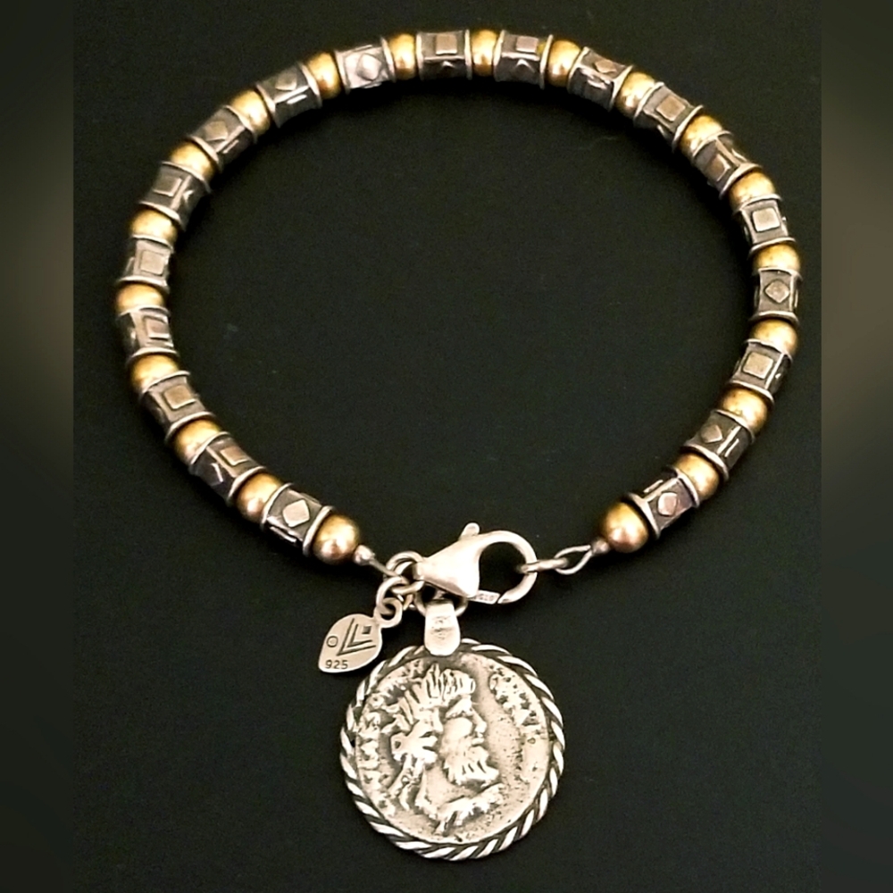 Silpada Sterling Silver & 14k Gold Coin Bracelet